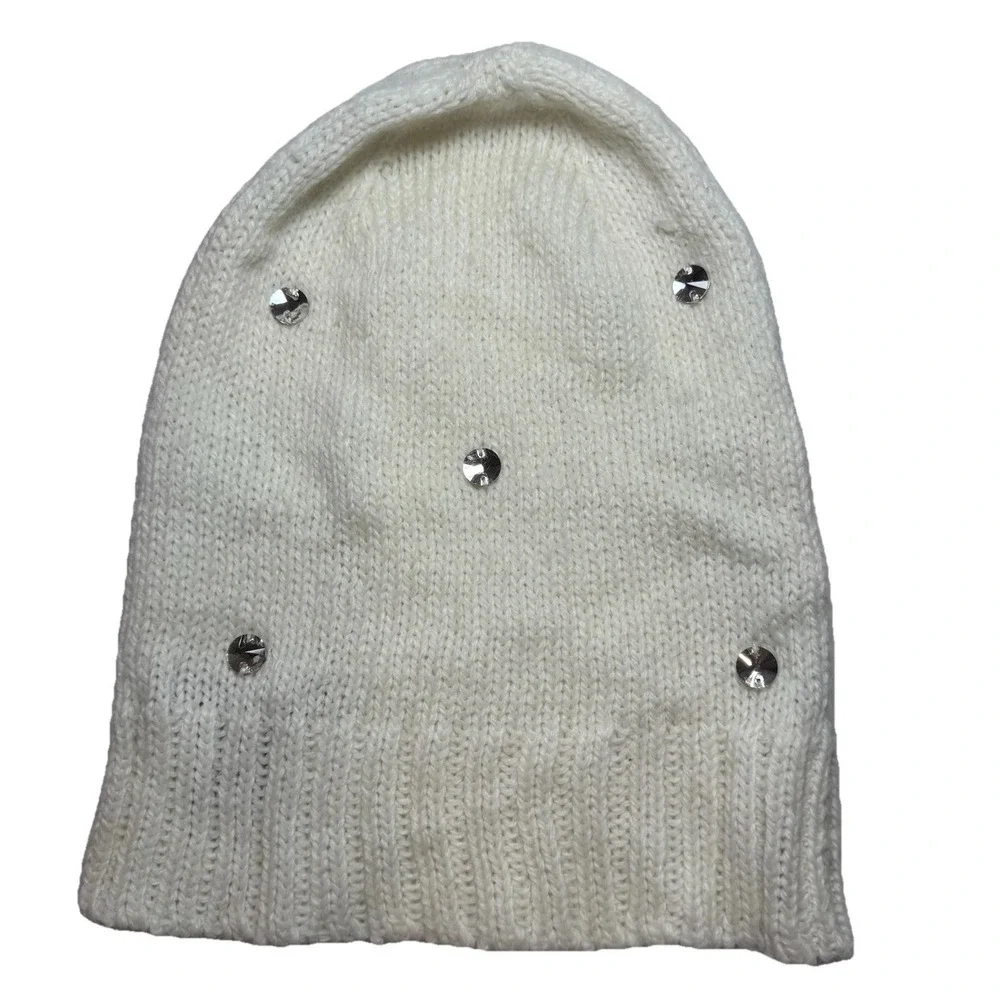 Victoria's Secret Ivory Rhinestone Beanie & Infinity Scarf Set OSFM Winter